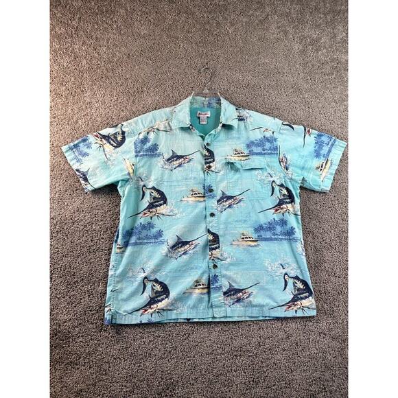 World Wide Sportsman Shirt Mens Large Blue Sport Fisherman Vented Button Up - Picture 1 of 9